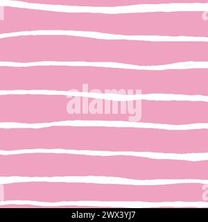 Vector hand drawn cute striped pattern. Doodle lines geometrical simple texture. uneven freehand strikes. Abstract cute delicate pattern ideal for fab Stock Vector