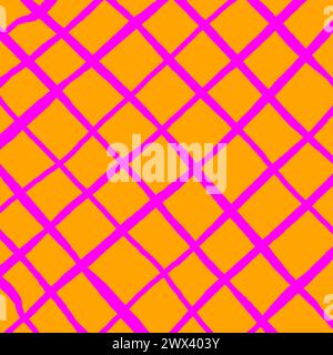 Vector hand drawn cute checkered pattern. Doodle Plaid geometrical simple texture. Crossing lines. Abstract cute delicate pattern ideal for fabric, te Stock Vector