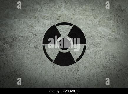 Radioactive sign on grey stone wall. Hazard symbol Stock Photo