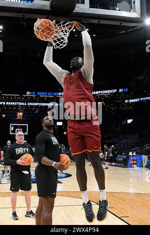 Iowa State forward Omaha Biliew (33) looks shoot under pressure from ...