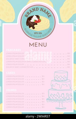 Pancake or Crepe Menu Template for Bakery Stock Vector
