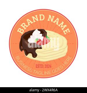 Pancake or Crepes Round Badge Logo Stock Vector
