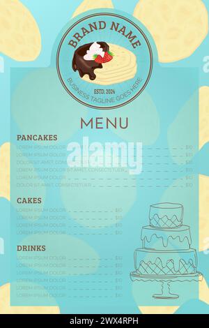 Pancake or Crepe Menu Template for Bakery Stock Vector