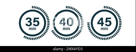 Clock symbols, stopwatch signs, Timer icons. Stock Vector