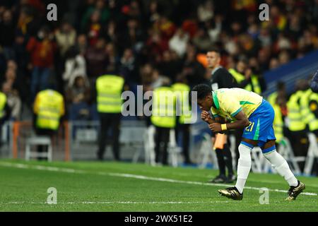 Madrid, Spain. 26th Mar, 2024. Endrick (BRA) Football/Soccer : International Friendly match between Spain 3-3 Brazil at the Estadio Santiago Bernabeu in Madrid, Spain . Credit: Mutsu Kawamori/AFLO/Alamy Live News Stock Photo