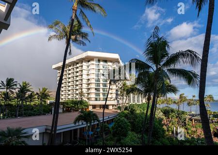 The Hyatt Regency Maui Resort and Spa at Kaanapali Beach in Lahaina, Hawaii. Stock Photo