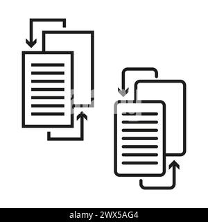 Document synchronization icon. File transfer illustration. Data exchange concept. Continuous process arrows. Vector illustration. EPS 10. Stock Vector