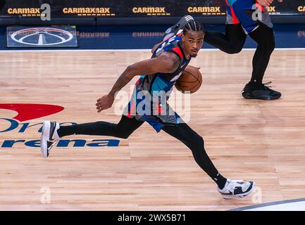 Washington, USA. 27th Mar, 2024. WASHINGTON, DC - MARCH 27: Brooklyn Nets center Nic Claxton (33) strides down the court during a NBA game between the Washington Wizards and the Brooklyn Nets, on March 27, 2024, at Capital One Arena, in Washington, DC. (Photo by Tony Quinn/SipaUSA) Credit: Sipa USA/Alamy Live News Stock Photo