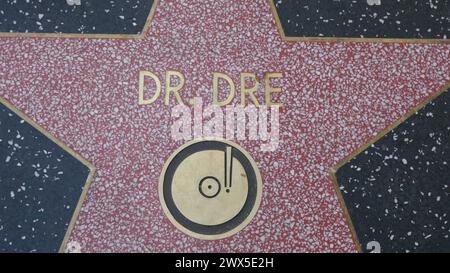 Hollywood, California, USA 26th March 2024 Rapper/Producer Dr. Dre Hollywood Walk of Fame Star on Hollywood Blvd on March 26, 2024 in Hollywood, California, USA. Dr. Dre Ceremony was March 19, 2024 with Eminem, Snoop Dogg and 50 Cent and is located in front of Jimmy Kimmel Live on Hollywood Blvd. Photo by Barry King/Alamy Stock Photo Stock Photo