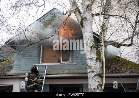 Abandoned House on Fire Stock Photo