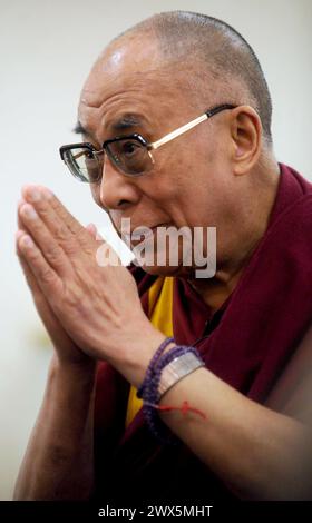 NEWARK, NJ - MAY 12: His Holiness the Dalai Lama  during a press conference at the Robert Treat Hotel on May 12, 2011 in Newark, New Jersey.  People:  The Dalai Lama  Transmission Ref:  MNC1  Must call if interested Michael Storms Storms Media Group Inc. 305-632-3400 - Cell 305-513-5783 - Fax MikeStorm@aol.com Stock Photo