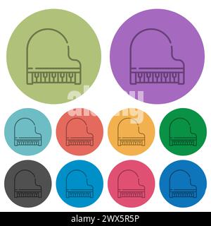 Grand piano top view outline darker flat icons on color round background Stock Vector