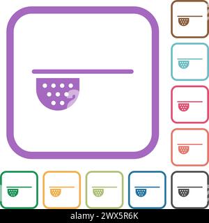 Tea stainer simple icons in color rounded square frames on white background Stock Vector