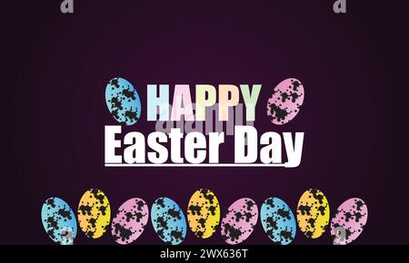 Happy Easter day beautiful text illustration design Stock Vector