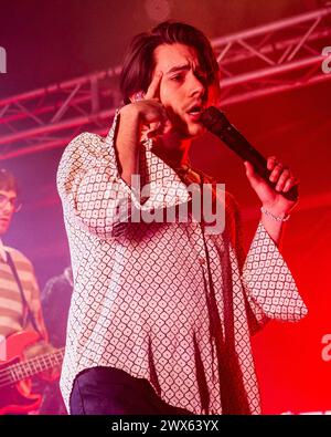 Bojan Cvjetićanin of Slovenian indie rock band Joker Out performs live at Circolo Magnolia in Milano, Italy, on March 27 2024 Stock Photo