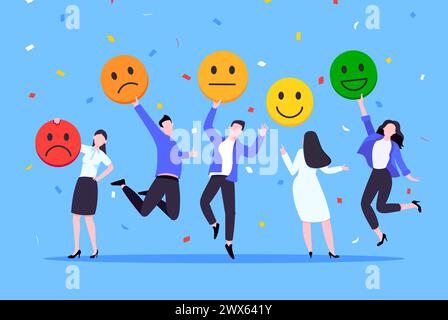 Employee satisfaction attitude survey feedback business concept flat ...