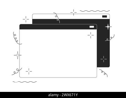 Open web site windows black and white 2D line cartoon objects Stock Vector