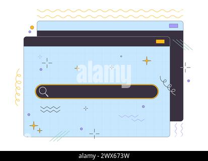 Search field on webpage 2D linear cartoon object Stock Vector