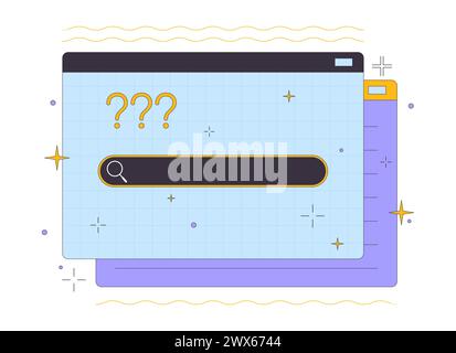 Search box and question marks on website 2D linear cartoon object Stock Vector
