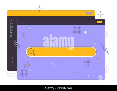Web tools for data searching 2D linear cartoon objects Stock Vector