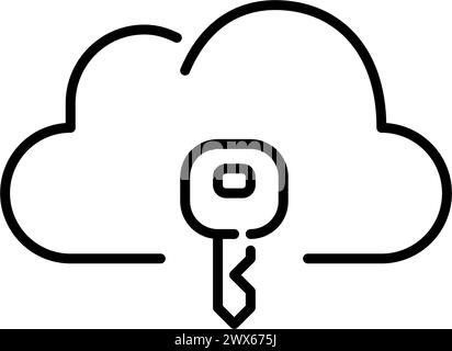Cloud and key signifying secure cloud storage, ensuring data protection and access control. Pixel perfect, editable icon Stock Vector