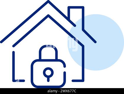 House and lock. Secure residence protected unauthorized access. Pixel perfect, editable stroke icon Stock Vector