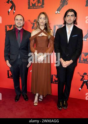 27 Mar 2024, London, England, UK - Prince Jackson, Paris Jackson and Blanket Jackson attending the MJ: The Musical Press Night, Prince Edward Theatre Stock Photo