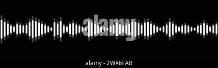 Seamless sound wave pattern. Audio waveform for radio, podcast, music record, video, social media. White with large shadow. Stock Vector