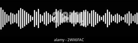 Seamless sound wave pattern. Audio waveform for radio, podcast, music record, video, social media. Black background. Stock Vector