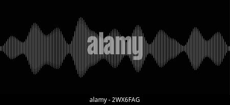 Seamless sound wave pattern. Audio waveform for radio, podcast, music record, video, social media. Thin line. Stock Vector