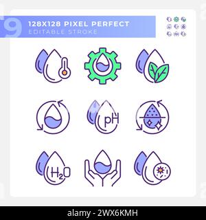 Water drops RGB color icons set Stock Vector