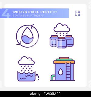 Water collection RGB color icons set Stock Vector