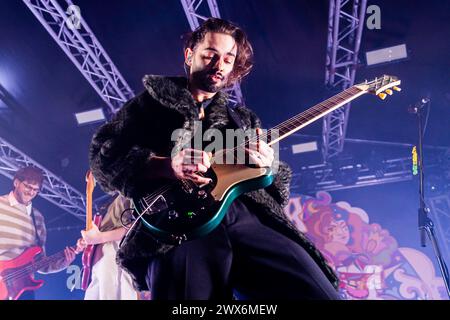 Milano, Italy. 27th Mar, 2024. Jan Peteh of Slovenian indie rock band Joker Out performs live at Circolo Magnolia in Milano. Credit: SOPA Images Limited/Alamy Live News Stock Photo