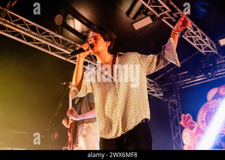 Milano, Italy. 27th Mar, 2024. Bojan Cvjeti?anin of Slovenian indie rock band Joker Out performs live at Circolo Magnolia in Milano. Credit: SOPA Images Limited/Alamy Live News Stock Photo