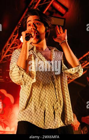 Milano, Italy. 27th Mar, 2024. Bojan Cvjeti?anin of Slovenian indie rock band Joker Out performs live at Circolo Magnolia in Milano. Credit: SOPA Images Limited/Alamy Live News Stock Photo