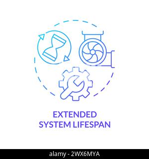 Extended system lifespan blue gradient concept icon Stock Vector