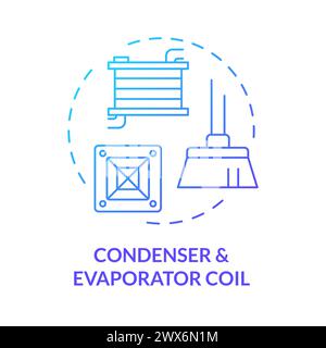 Condenser and evaporator coil blue gradient concept icon Stock Vector