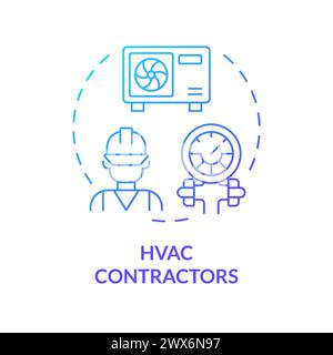 HVAC contractors blue gradient concept icon Stock Vector