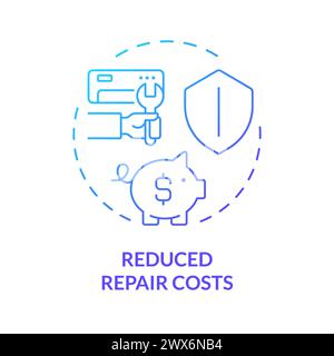 Reduced repair costs blue gradient concept icon Stock Vector