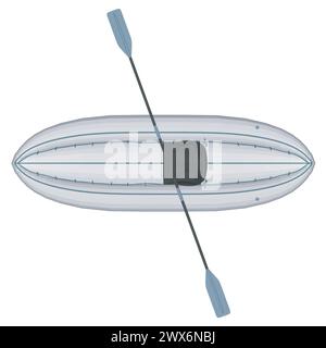 Polygonal model of Inflatable Boat With Peddle. Cartoon Simple Style Isolated Vector Illustration On White Background. Rubber inflatable boat transpor Stock Vector