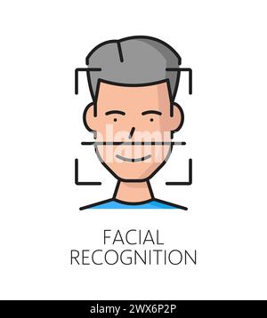 Facial recognition, biometric identification or verification icon. Isolated vector color sign, symbolizing advanced technology that analyzes and identifies individuals based on unique facial features Stock Vector