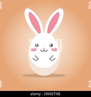 Illustration of an Easter bunny in the shape of an egg. Happy Easter vector background for greeting card, poster, banner. Stock Vector