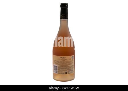 bottle of 19 Crimes Revolutionary Rose wine 2021 isolated on white background - product of Spain Spanish Stock Photo