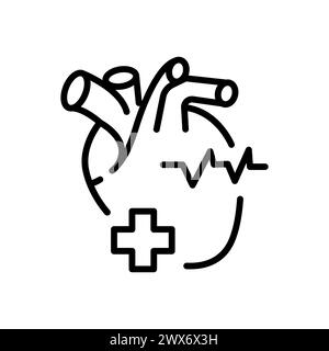 Heart care concept icon. Cardiology department. Service of medical center abstract idea thin line illustration Stock Vector