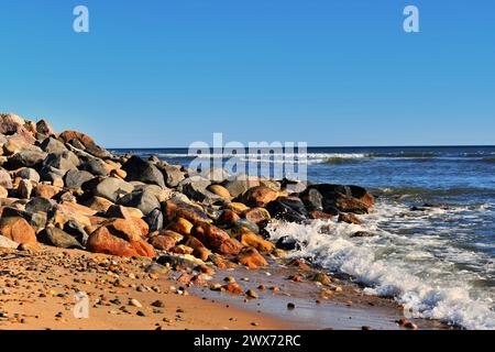 Rocky Coastline in Montauk Stock Photo