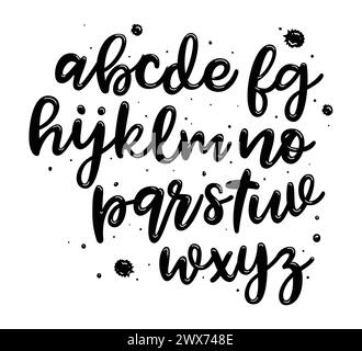 Vector hand drawn alphabet isolated on white background. Brush painted letters. Decorative  artistic font. Stock Vector
