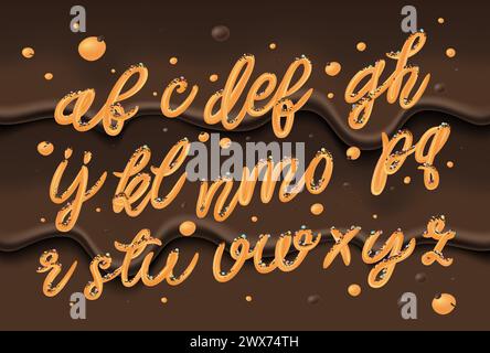 Glossy letters. Ice cream and dessert lettering. Frozen type. Vector illustrations. Stock Vector