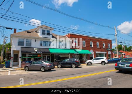 Historic commercial buildings on Lafayette Road in historic town center of Hampton, New Hampshire NH, USA. Stock Photo