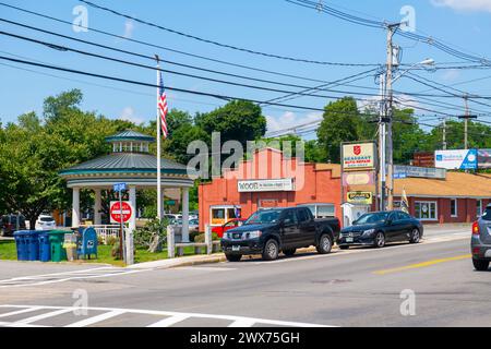 Historic commercial buildings on Lafayette Road in historic town center of Hampton, New Hampshire NH, USA. Stock Photo