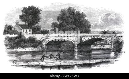 Bothwell Bridge, scene of the eponimous battle between government troops and Presbyterian Covenanters.  Black and White Illustration from the 'Our Own Country' published by Cassell, Petter, Galpin & Co. Late 19th century. Stock Photo